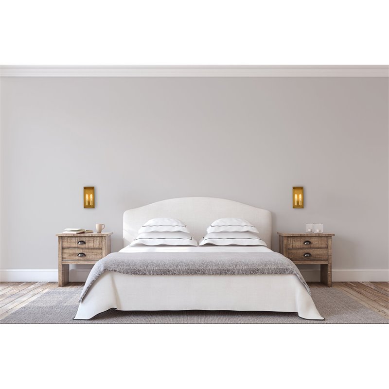 Living District Voir 2-Light Mid-Century Metal Wall Sconce in Brass