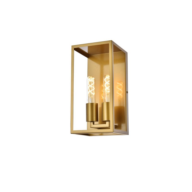 Living District Voir 2-Light Mid-Century Metal Wall Sconce in Brass
