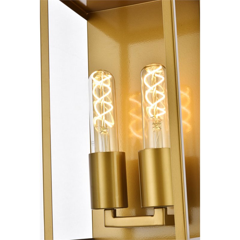 Living District Voir 2-Light Mid-Century Metal Wall Sconce in Brass