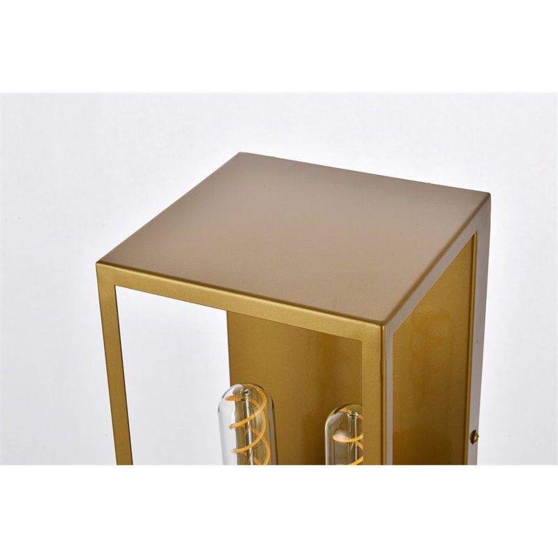 Living District Voir 2-Light Mid-Century Metal Wall Sconce in Brass
