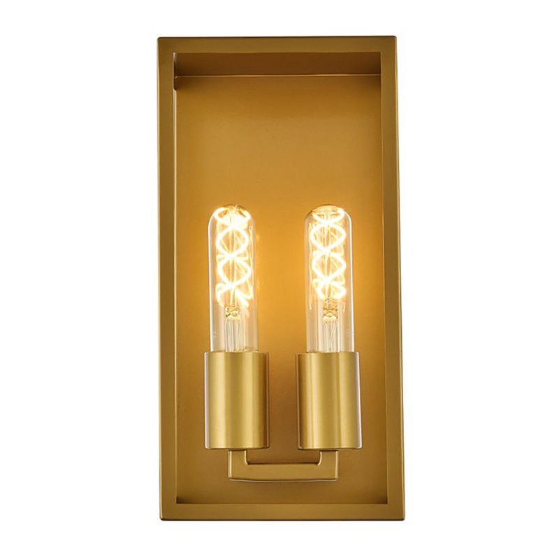 Living District Voir 2-Light Mid-Century Metal Wall Sconce in Brass