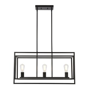 Living District Voir 3-Light Mid-Century Metal Pendant in Black