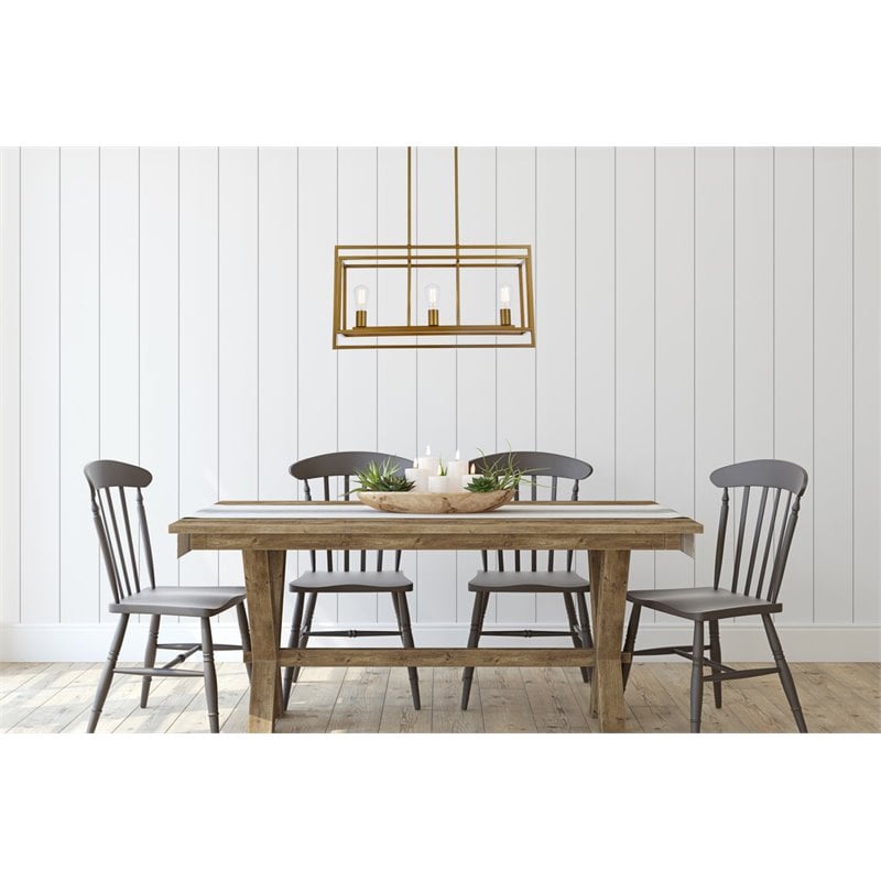Living District Voir 3-Light Mid-Century Metal Pendant in Brass