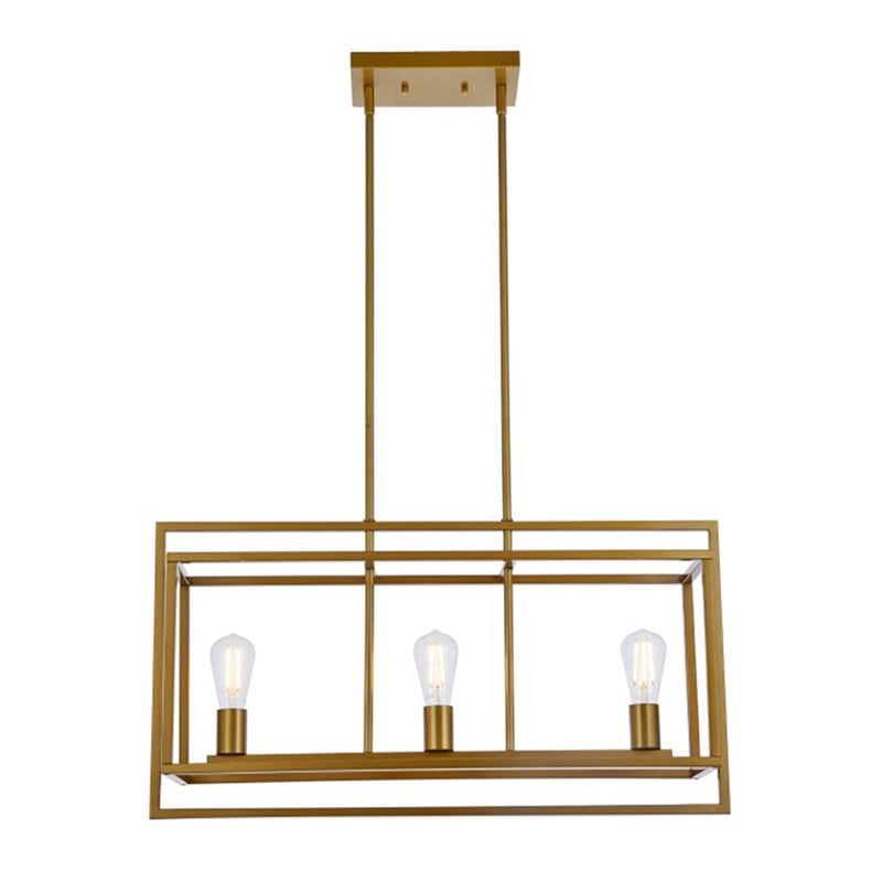 Living District Voir 3-Light Mid-Century Metal Pendant in Brass