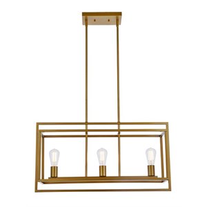 Living District Voir 3-Light Mid-Century Metal Pendant in Brass