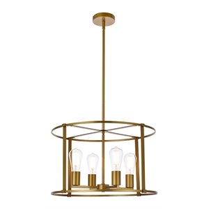 Living District Agnys 4-Light Mid-Century Metal Pendant in Brass