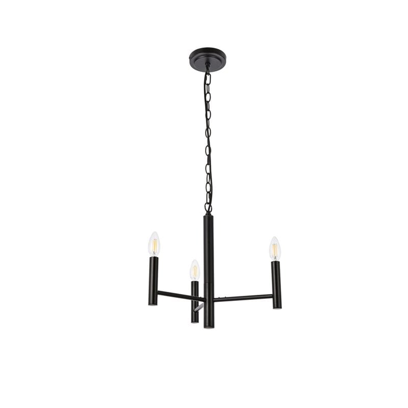 Living District Carmella 3-Light Mid-Century Metal Pendant in Black
