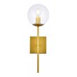 Living District Neri 1-Light Mid-Century Metal Wall Sconce in Brass and Clear
