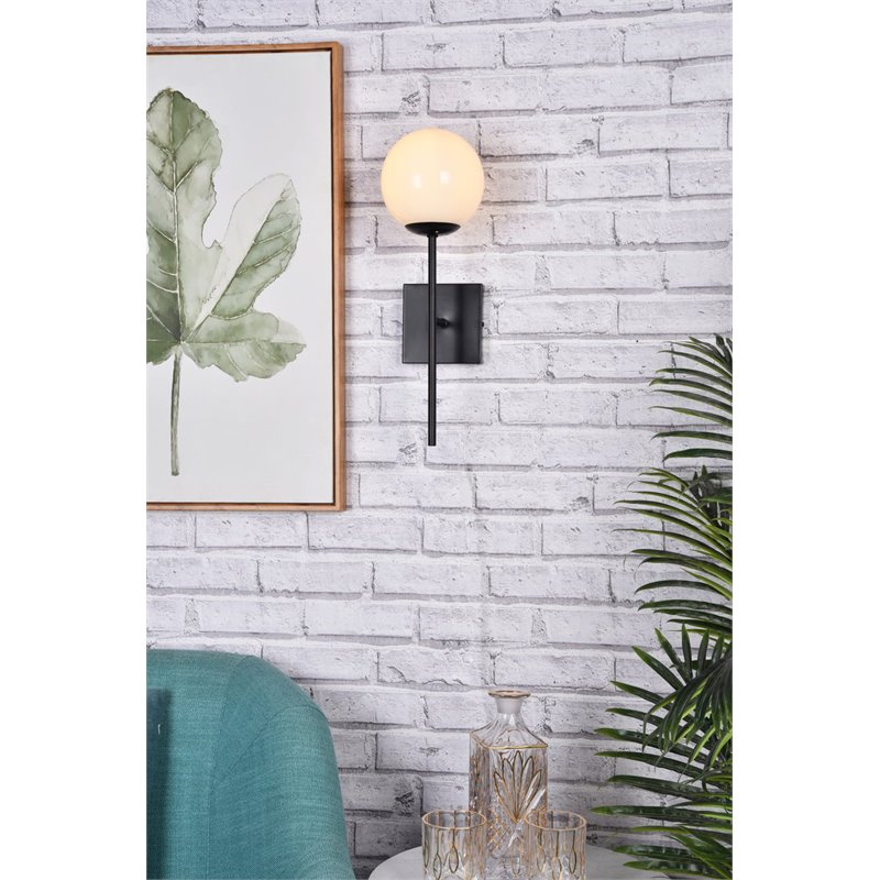 Living District Neri 1-Light Mid-Century Metal Wall Sconce in Black and White