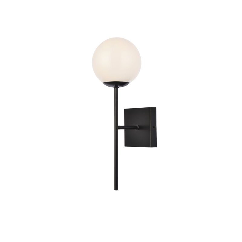 Living District Neri 1-Light Mid-Century Metal Wall Sconce in Black and White