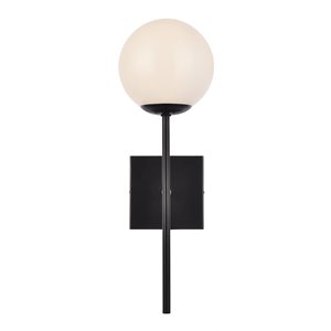 Living District Neri 1-Light Mid-Century Metal Wall Sconce in Black and White