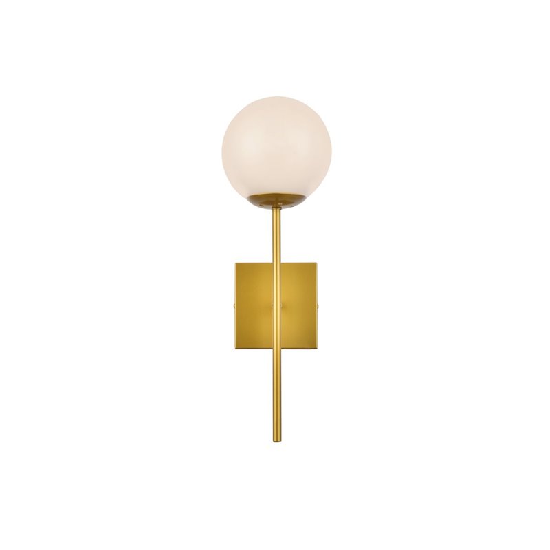 Living District Neri 1-Light Mid-Century Metal Wall Sconce in Brass and White