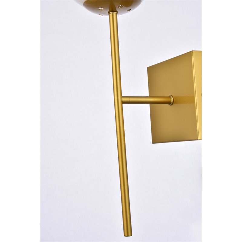 Living District Neri 1-Light Mid-Century Metal Wall Sconce in Brass and White