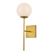 Living District Neri 1-Light Mid-Century Metal Wall Sconce in Brass and White