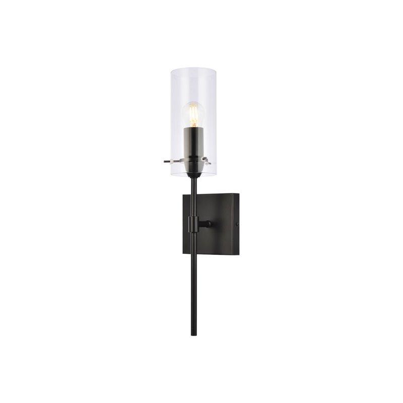 Living District Elsreth 1-Light Metal Wall Sconce in Black and Clear