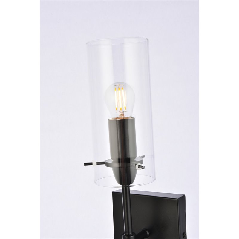 Living District Elsreth 1-Light Metal Wall Sconce in Black and Clear