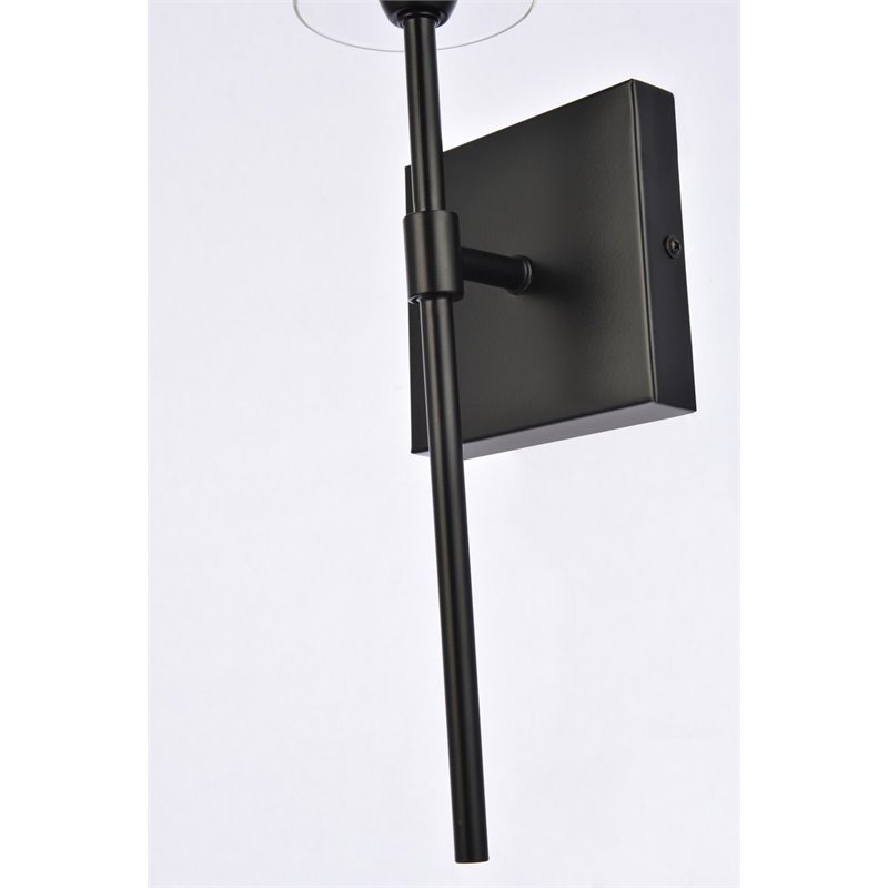 Living District Elsreth 1-Light Metal Wall Sconce in Black and Clear