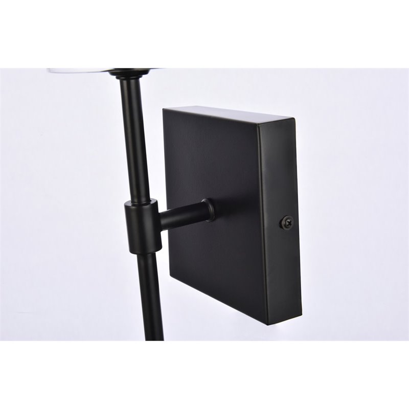 Living District Elsreth 1-Light Metal Wall Sconce in Black and Clear