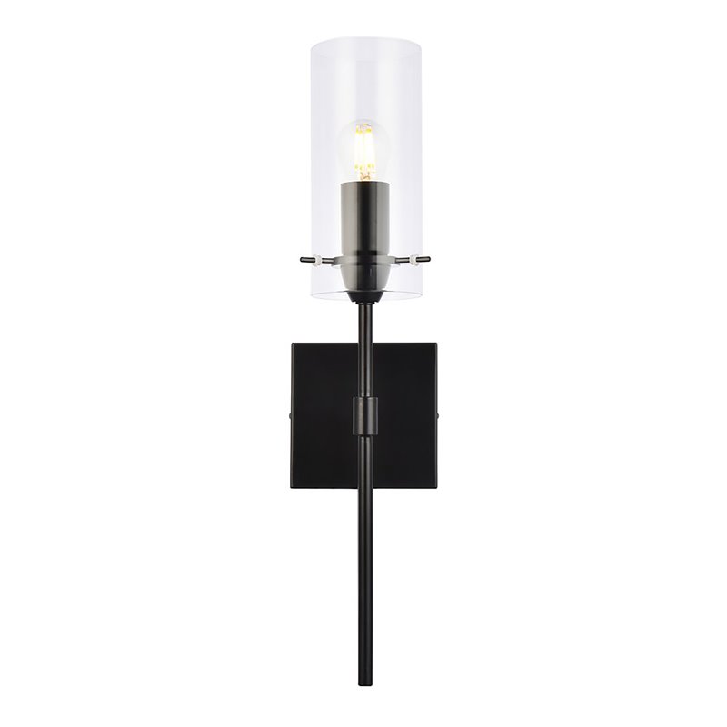 Living District Elsreth 1-Light Metal Wall Sconce in Black and Clear