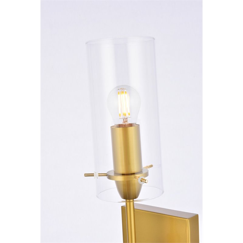 Living District Elsreth 1-Light Metal Wall Sconce in Brass and Clear