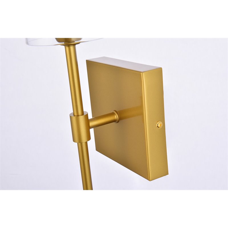 Living District Elsreth 1-Light Metal Wall Sconce in Brass and Clear