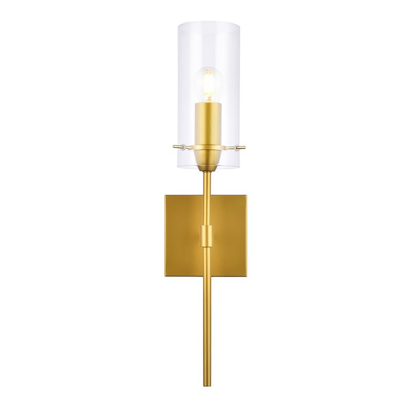 Living District Elsreth 1-Light Metal Wall Sconce in Brass and Clear