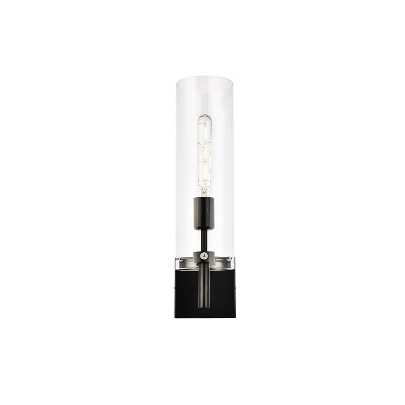 Living District Savant 1-Light Metal Wall Sconce in Black and Clear