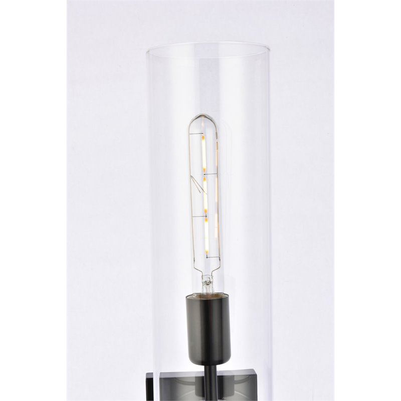 Living District Savant 1-Light Metal Wall Sconce in Black and Clear