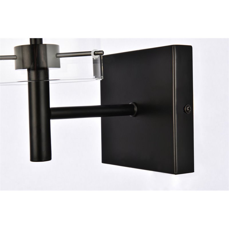 Living District Savant 1-Light Metal Wall Sconce in Black and Clear