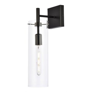 Living District Savant 1-Light Metal Wall Sconce in Black and Clear