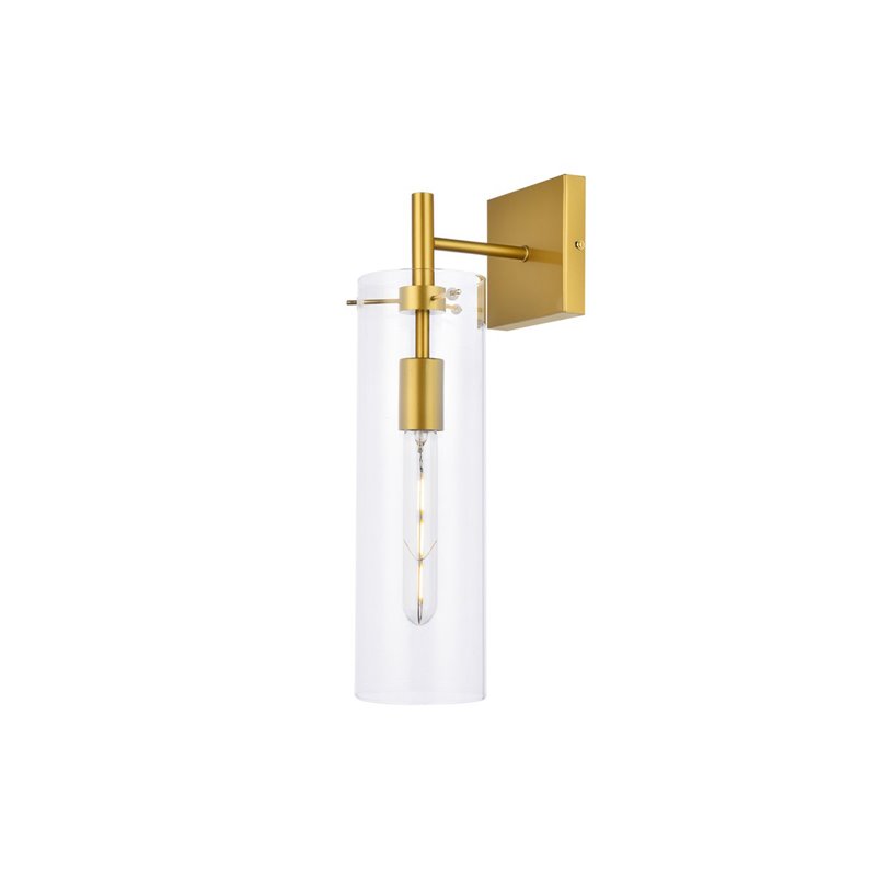 Living District Savant 1-Light Metal Wall Sconce in Brass and Clear