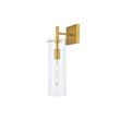 Living District Savant 1-Light Metal Wall Sconce in Brass and Clear