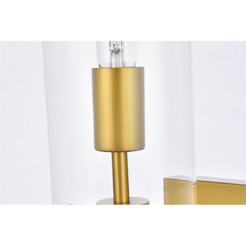 Living District Savant 1-Light Metal Wall Sconce in Brass and Clear