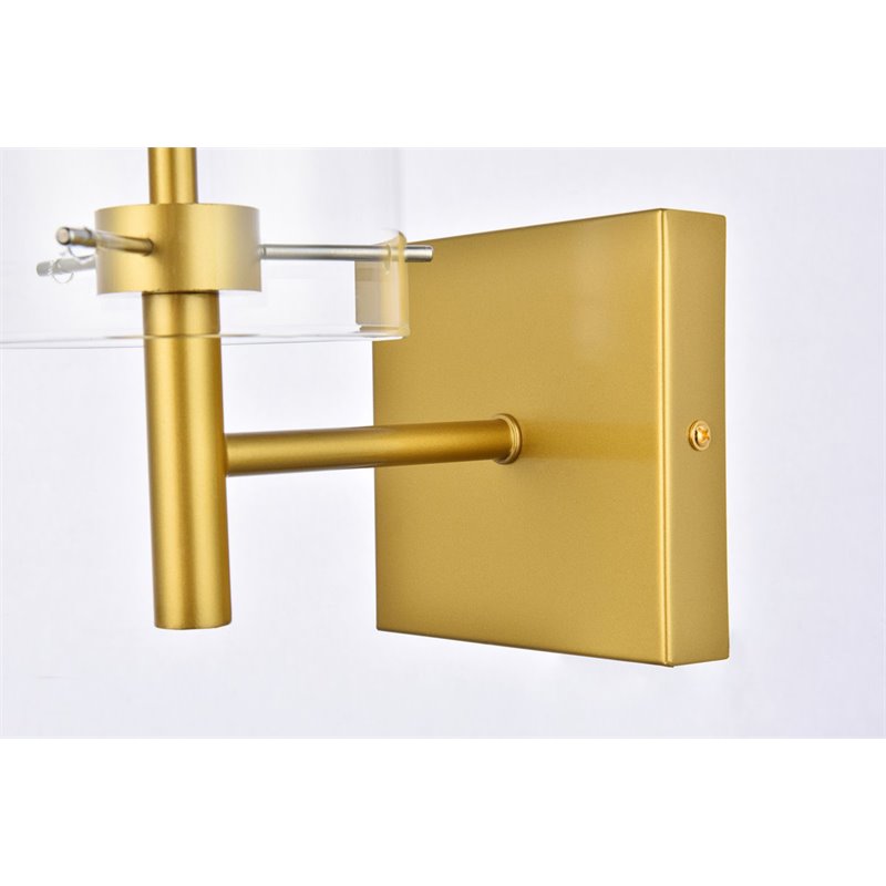 Living District Savant 1-Light Metal Wall Sconce in Brass and Clear
