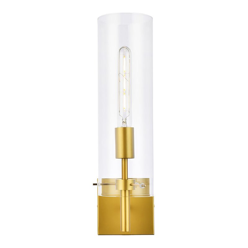 Living District Savant 1-Light Metal Wall Sconce in Brass and Clear