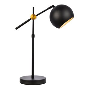 living district forrester 1-light modern metal table lamp in black and brass