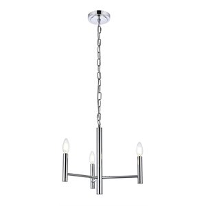 Living District Carmella 3-Light Mid-Century Metal Pendant in Chrome