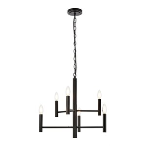 Living District Carmella 6-Light Mid-Century Metal Pendant in Black