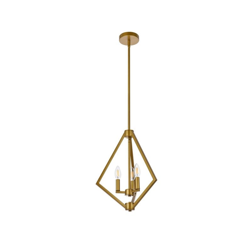 Living District Irina 3-Light Mid-Century Metal Pendant in Brass