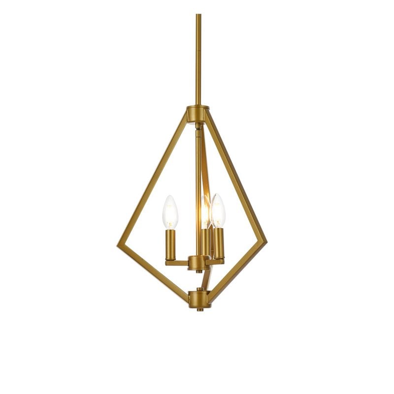 Living District Irina 3-Light Mid-Century Metal Pendant in Brass