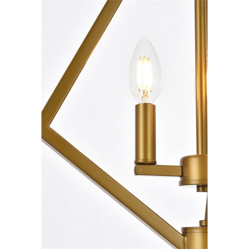 Living District Irina 3-Light Mid-Century Metal Pendant in Brass