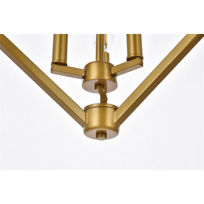 Living District Irina 3-Light Mid-Century Metal Pendant in Brass