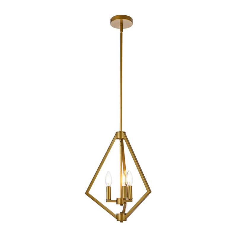 Living District Irina 3-Light Mid-Century Metal Pendant in Brass
