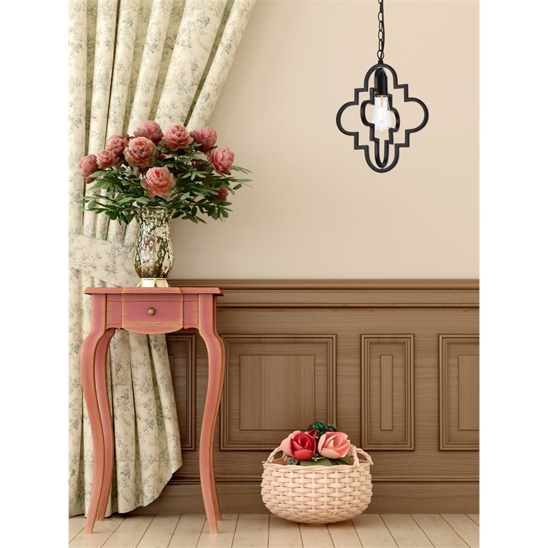 Living District Sandara 1-Light Mid-Century Metal Pendant in Black Finish