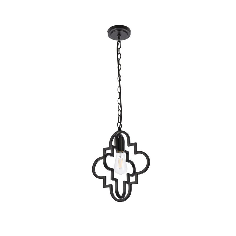 Living District Sandara 1-Light Mid-Century Metal Pendant in Black Finish