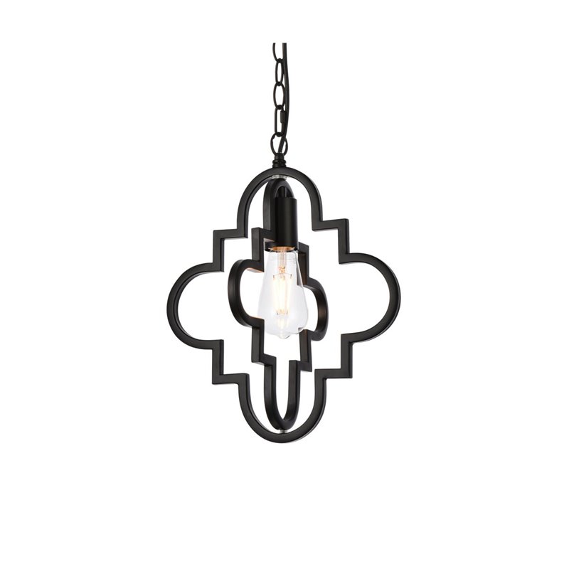 Living District Sandara 1-Light Mid-Century Metal Pendant in Black Finish