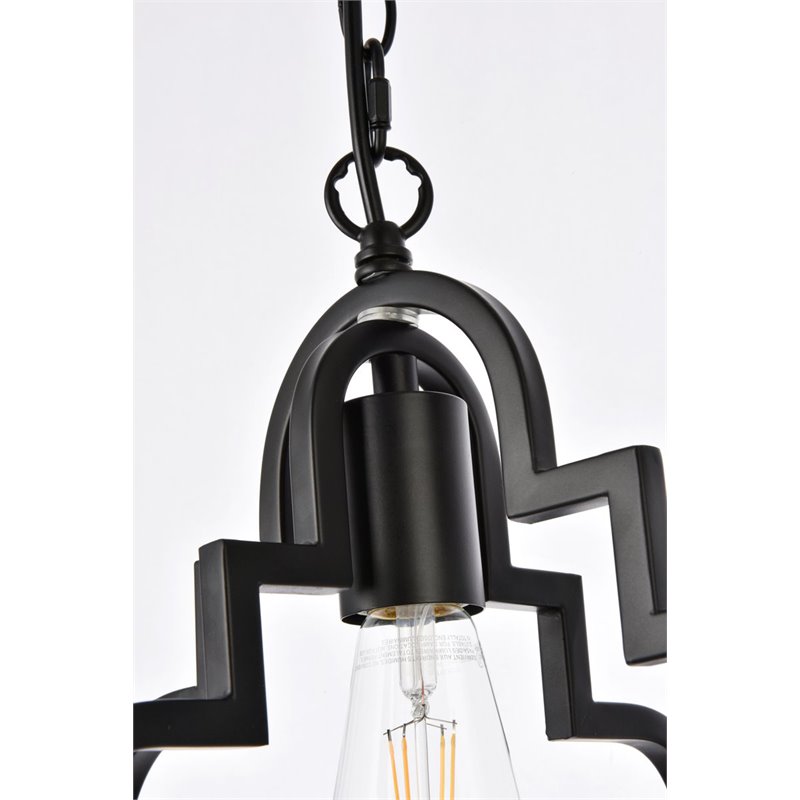 Living District Sandara 1-Light Mid-Century Metal Pendant in Black Finish