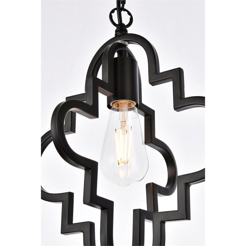 Living District Sandara 1-Light Mid-Century Metal Pendant in Black Finish