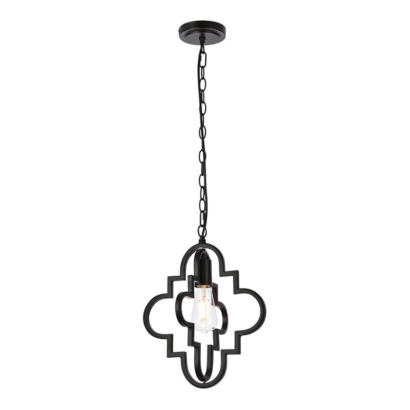 Living District Sandara 1-Light Mid-Century Metal Pendant in Black Finish