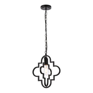 Living District Sandara 1-Light Mid-Century Metal Pendant in Black Finish